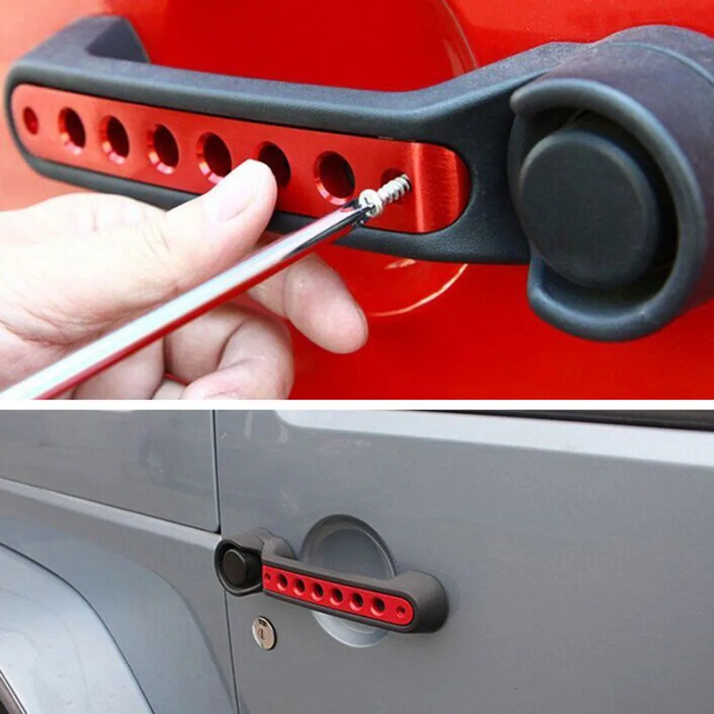 Wotefusi 2 Doors Red Exterior Door Handles Straps Plates