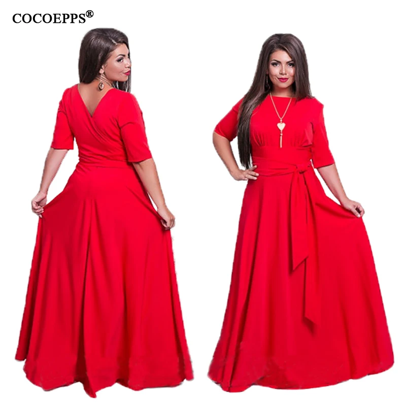 COCOEPPS Plus Size Women Long Floor Dress Autumn Large Size 5XL 6XL Maxi Dress Elegant Party Club Sexy Big Size Open back dress