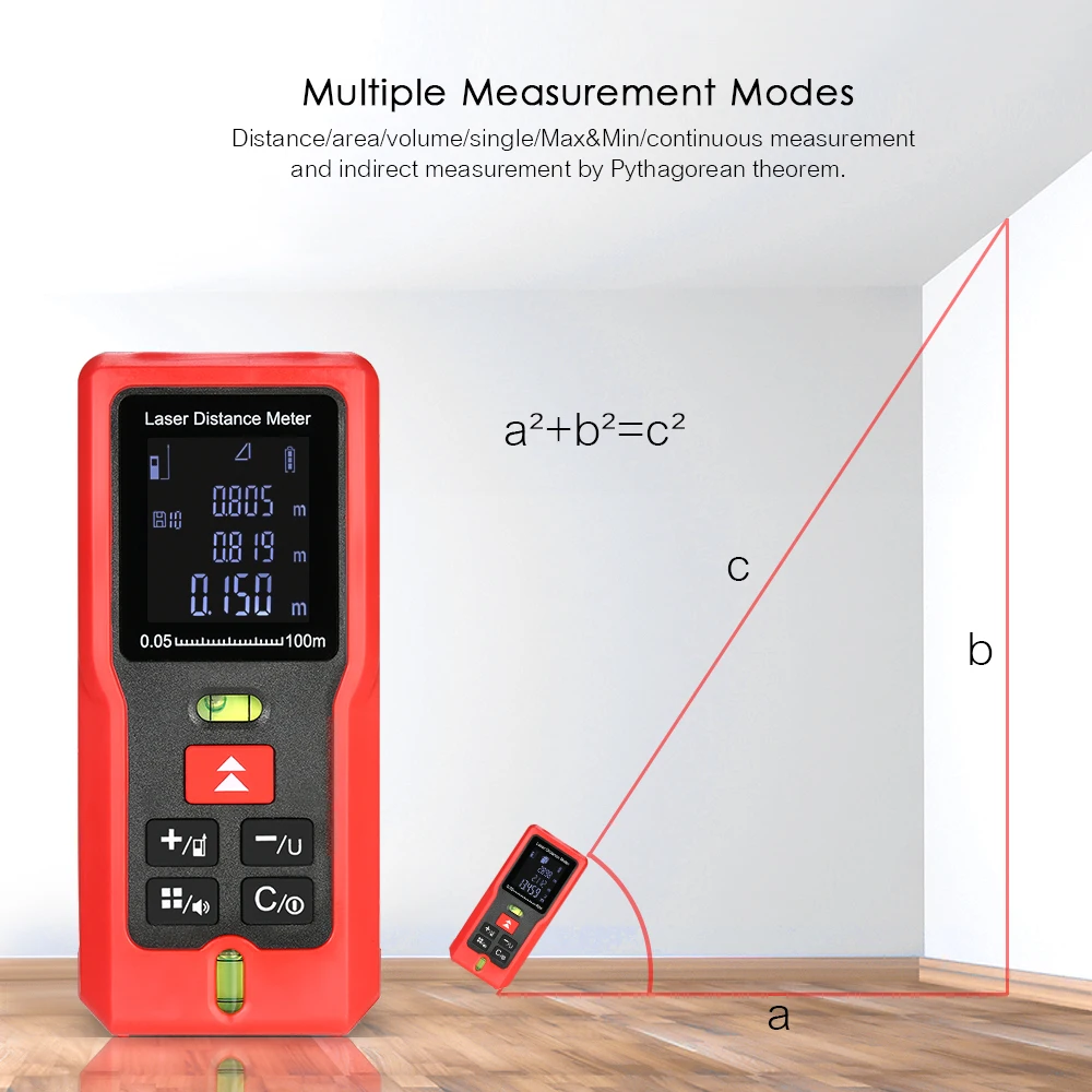 

Digital Laser Distance Meter with 2 Bubble Levels Range Finder Diastimeter Distance Area Volume Measurement trena laser LCD