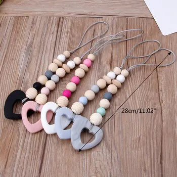 

Baby Teether Safe Silicone Wood Play Gym Toy Babe Hanger Toys Toddler Teething Rattle Nursery Toy Newborn Gift Baby Chew Toys