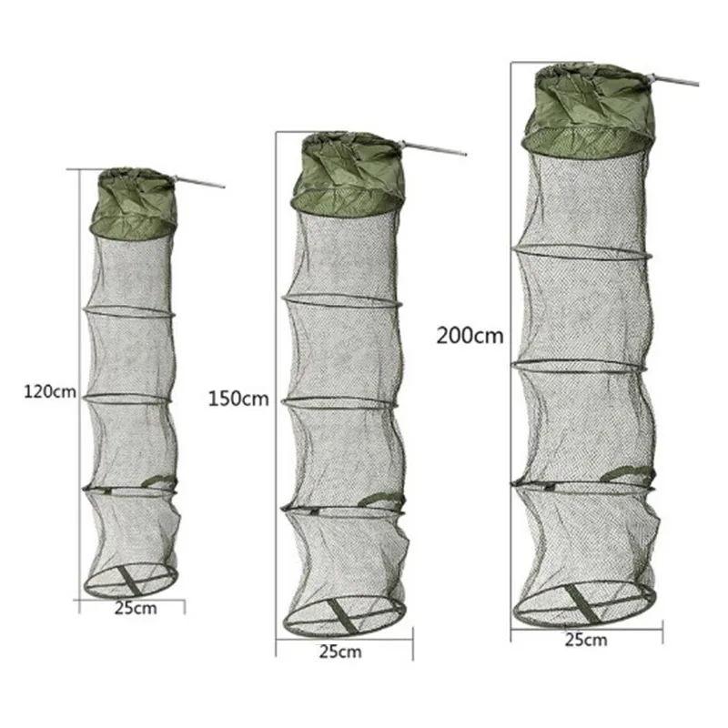 

5 Layers Folding Fishing Net Minnow Fish Care Creel Tackle Mesh Cage Trap Net Corrosion Resistant Small Fish Mesh Net