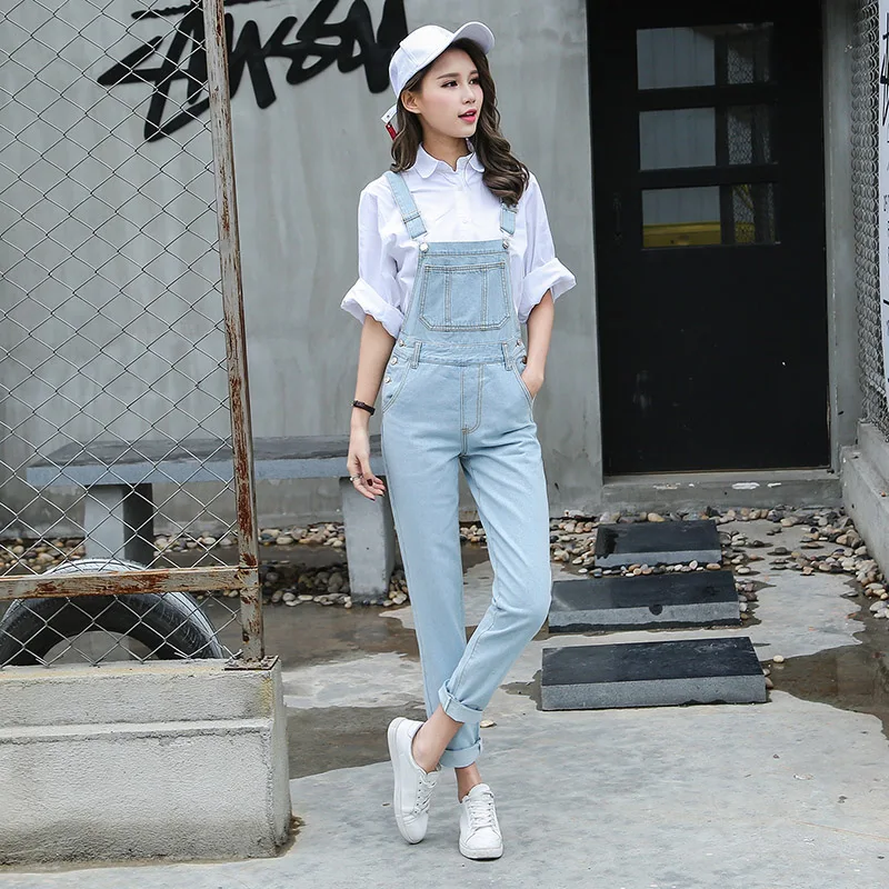S L Jeans Women Jumpsuit Denim Romper Overalls Korean Style Long 4407