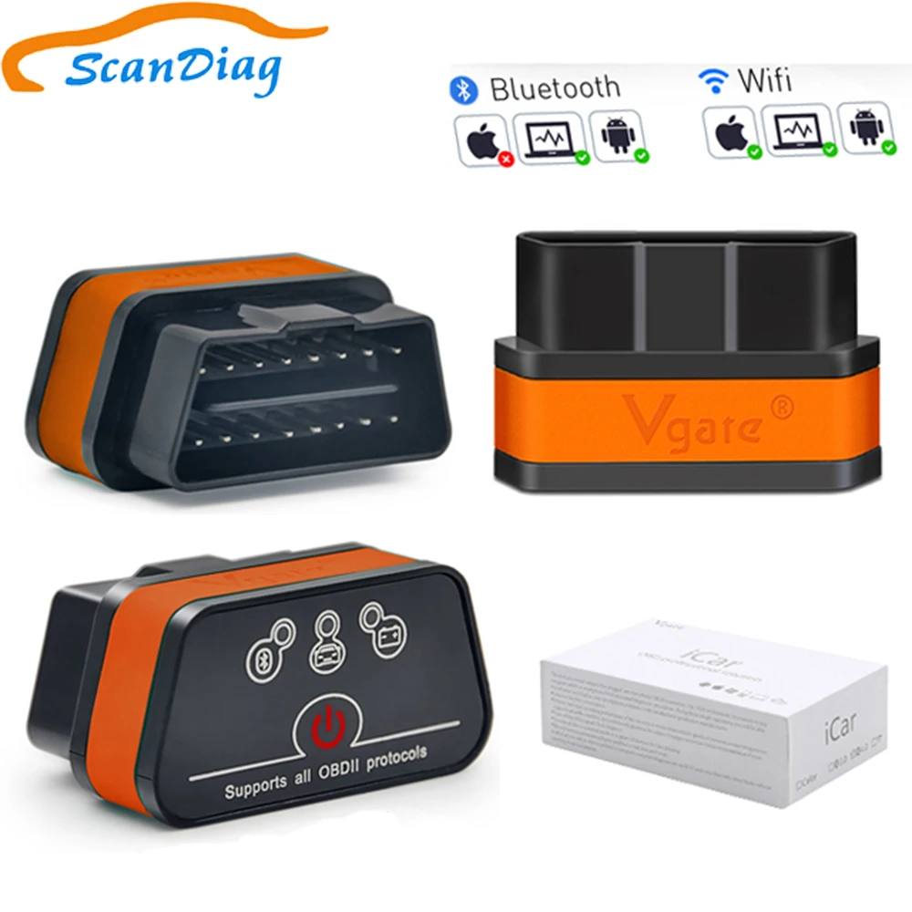 

Code reader Vgate iCar2 ELM327 OBD2 Bluetooth Scanner iCar 1.5 wifi mini elm 327OBDII Diagnostic-tool adapter for android/PC/IOS
