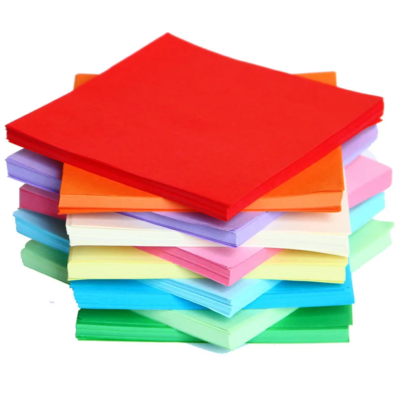 15*15cm 100pcs/lot Children's Square Handmade Color Origami Paper DIY Art Course Materials Embossing Machine Paper