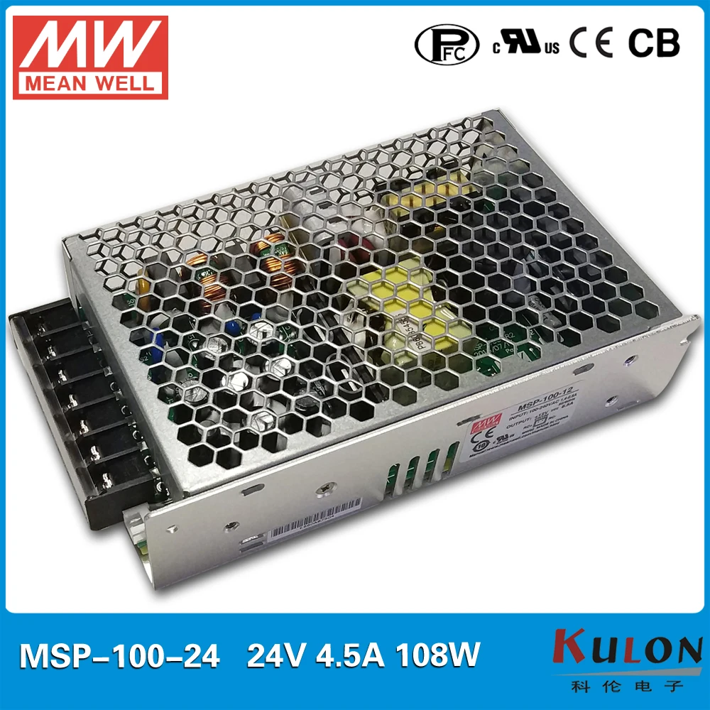 Original MEAN WELL MSP-100-24 AC/DC single output supply 24V 108W 4.5A Switching power supply Medical safety approved with PFC Original MEAN WELL MSP-100-24 AC/DC single output supply 24V 108W 4.5A Switching power supply Medical safety approved with PFC