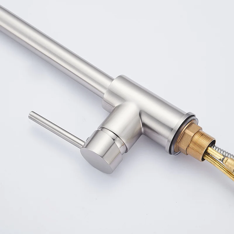 Kitchen Faucets Brushed Nickel Single Handle Pull Out Kitchen Tap Single Hole Handle Swivel 360 Degree Water Mixer Tap 