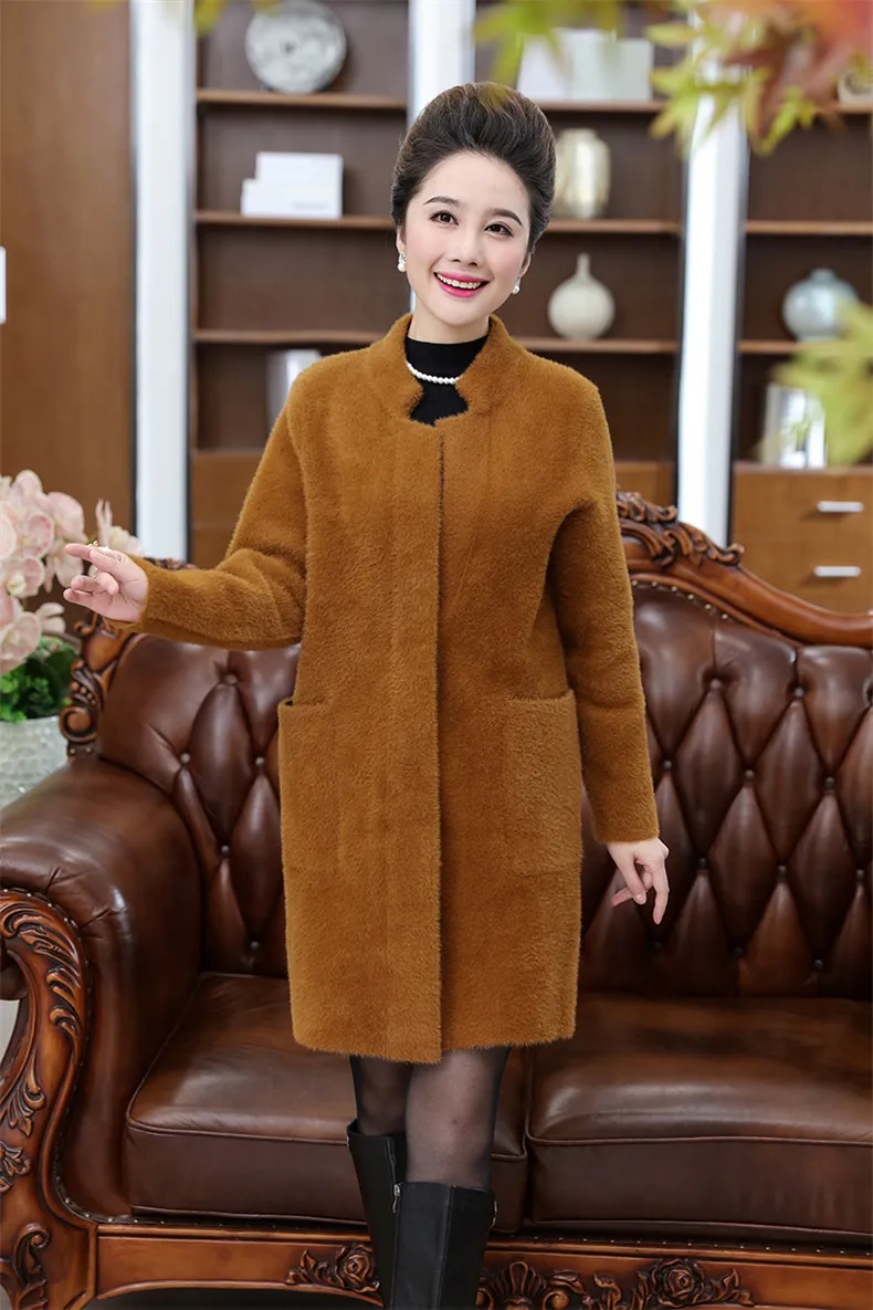 XJXKS, длинное пальто для женщин среднего возраста, одежда из смешанных материалов, пальто, L-XXL, повседневное, удобное, теплое, свободное, высокое качество, Женское шерстяное пальто