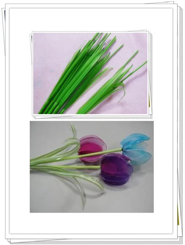 Free shipping 3 heads with leaves stem/nylon stocking flower stems