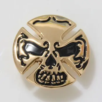 

(KB704) 10pc Skull Cross Cycle Concho 1-1/8" x1-1/8" Leathercraft Gold