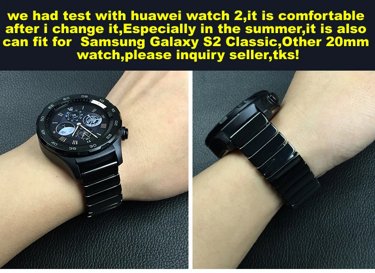 Ремешок для часов из настоящей керамики 20-22 мм для samsung gear S3, Классические Ремешки для наручных часов huawei Watch 2, спортивные классические Ремешки для наручных часов