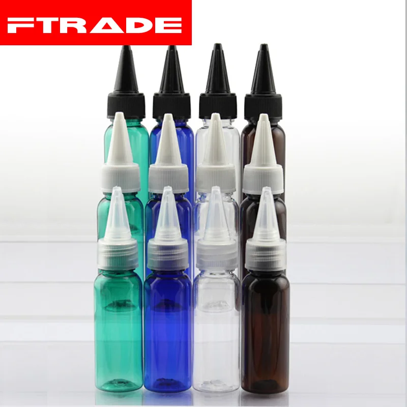 50Pcs/20ml empty glue plastic bottle 4 Colors pet bottle with Twist Top Caps, pointed mouth top