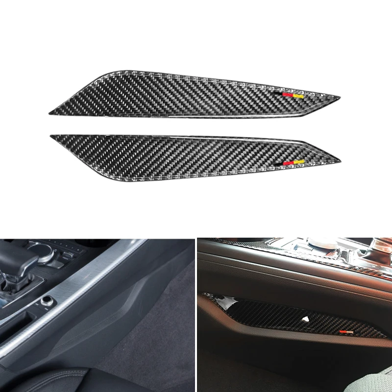 

Real Carbon Fiber Car Center Gear Shift Control Panel Stall Side Cover Trim For Audi A4 B9 A4L 2017 2018