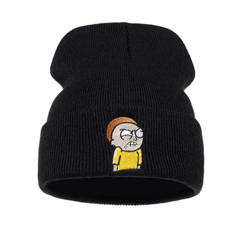 Rick and marty, зимние вязаные шапки, Rick Beanie, уличная, лыжная, вязаная шапка, Skullies, американское аниме, хлопок, Pickle Rick, Get Schwifty - Цвет: Angry Morty Black