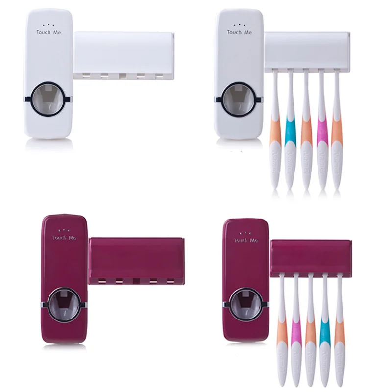 Bathroom Accessories Set Tooth Brush Holder Automatic Toothpaste Dispenser Holder Toothbrush Wall Mount Rack Bathroom Tools Set Bathroom Accessories Set Tooth Brush Holder Automatic Toothpaste Dispenser Holder Toothbrush Wall Mount Rack Bathroom Tools Set