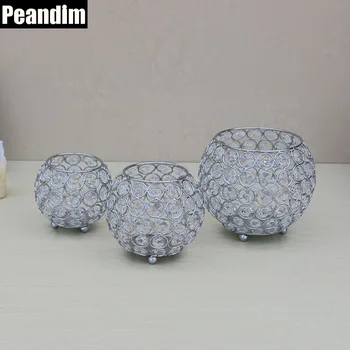 

PEANDIM Votive Candle Holders Silver K9 Crystal Candlestick Wedding Table Centerpieces Home Decor Office Ball Pencil Contanier