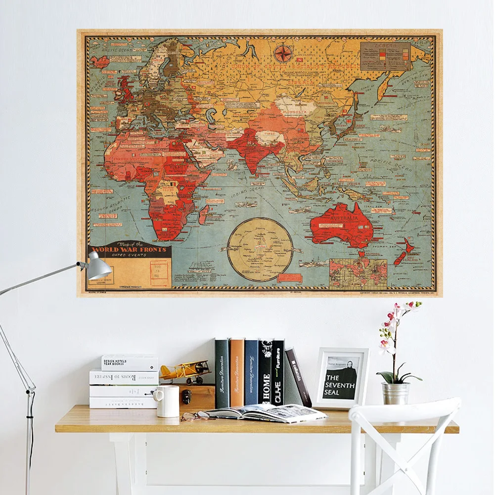 large world Geography map wall stickers original creative art bedroom