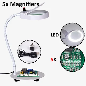 

5X lamp with magnifying glass and led light glasses magnifier for eyelash extension dental jewelers loupes third hand soldering