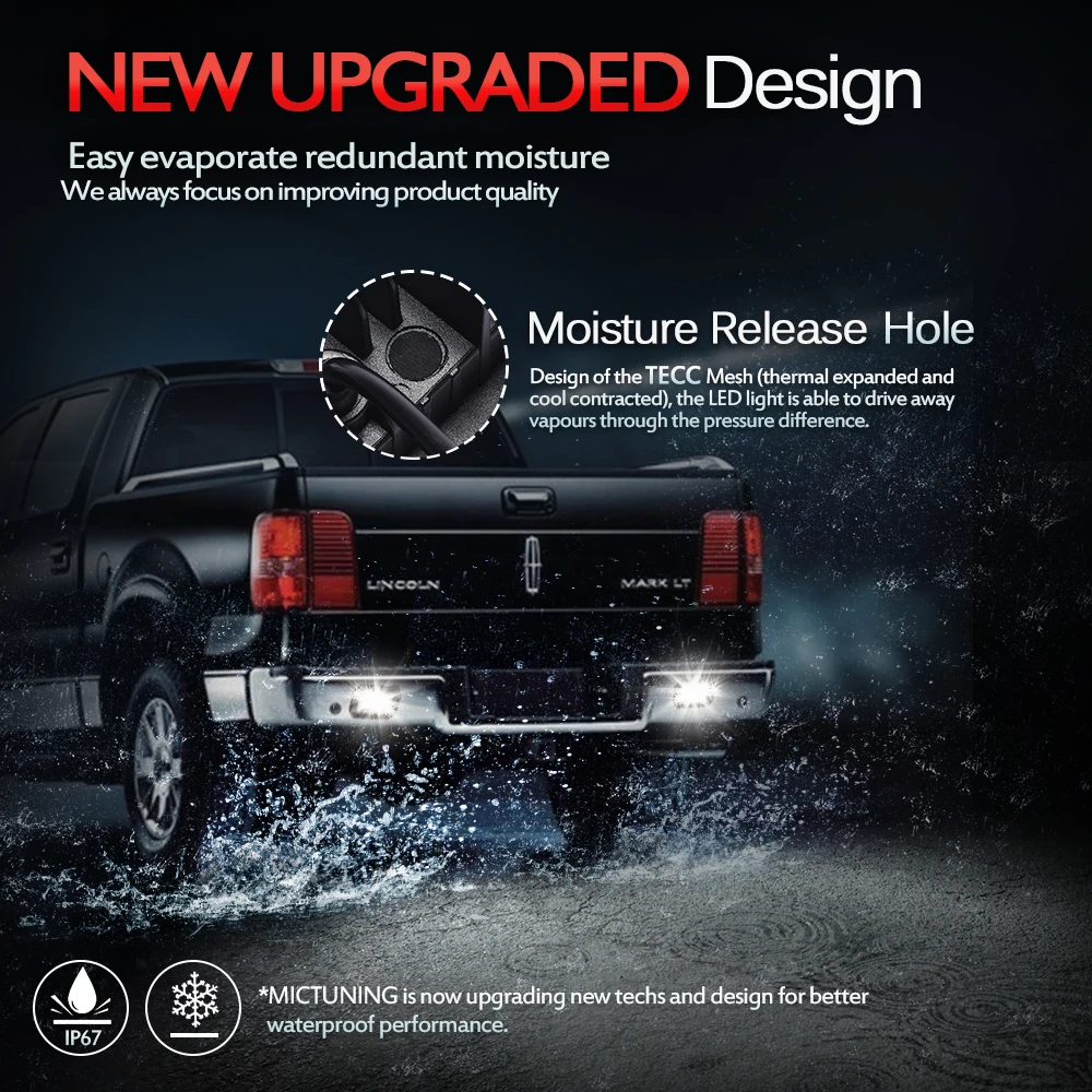 Off Road Back Flood Led Work Light Bar Mictuning 2Pcs 18W Flush Mount Led Pods