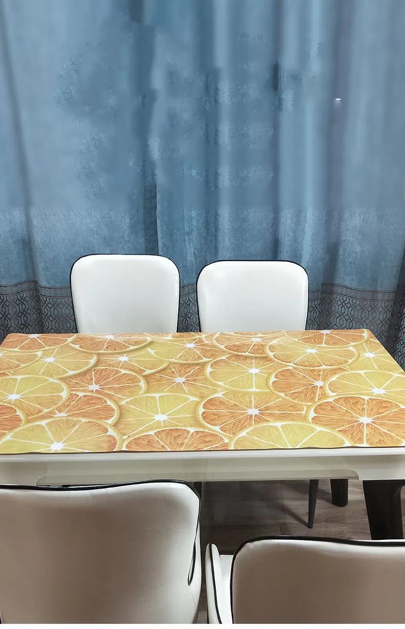 1,2 мм толстый мягкий стеклянный стол не прозрачный kawaii мраморный фруктовый узор ПВХ скатерть домашний текстиль маслостойкие салфетки