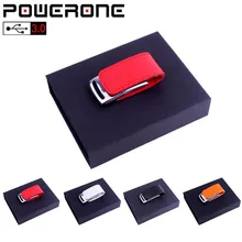 POWERONE USB 3,0 логотип клиента металлическая кожа usb+ Подарочная коробка usb флэш-накопитель 4 ГБ 8 ГБ 16 ГБ 32 ГБ 64 Гб карта памяти U диск