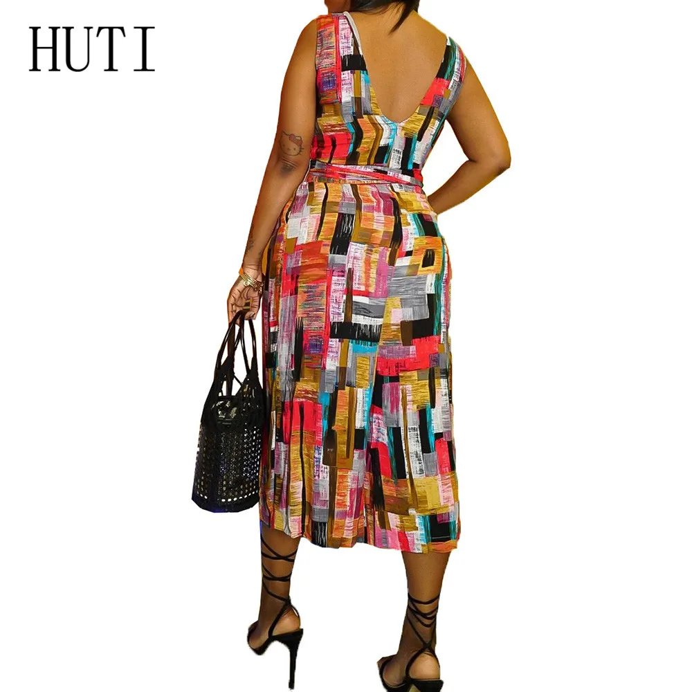 HUTI Rompers Women Jumpsuits Sexy Sleeveless Deep V-neck Retro Playsuits Summer Casual Tie-up Vintage Bodysuits Plus Size XXL HUTI Rompers Women Jumpsuits Sexy Sleeveless Deep V-neck Retro Playsuits Summer Casual Tie-up Vintage Bodysuits Plus Size XXL