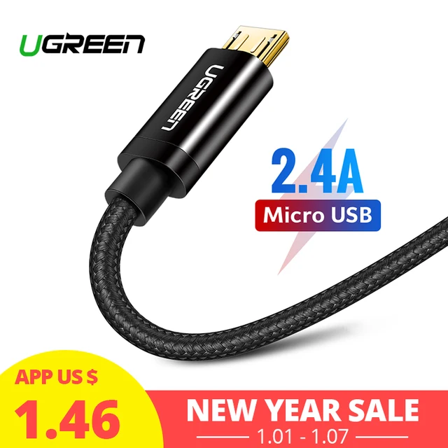 Best Offers Ugreen Micro USB Cable 2.4A Nylon Fast Charge USB Data Cable for Samsung Xiaomi LG Tablet Android Mobile Phone USB Charging Cord Best Offers Ugreen Micro USB Cable 2.4A Nylon Fast Charge USB Data Cable for Samsung Xiaomi LG Tablet Android Mobile Phone USB Charging Cord