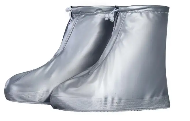 Новинка; выставка; Мужская и женская непромокаемая водонепроницаемая многоразовая обувь для дождливой погоды; обувь на толстой подошве; ботильоны на плоской подошве - Цвет: Silver Grey