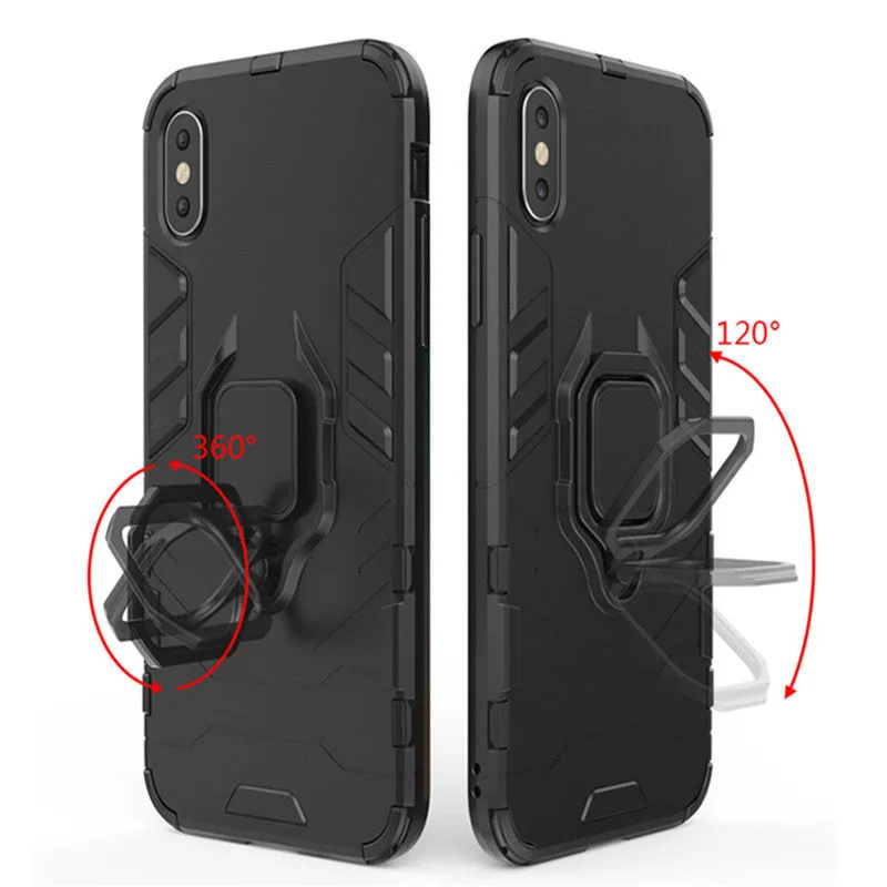 Phone Case For Samsung Galaxy A60 Silicone Armor Back Shockproof Cover For Samsung Galaxy A60 Magnetic Finger Ring Holder