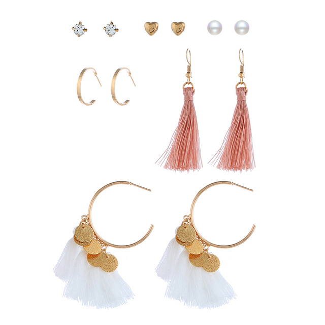 Tassel Earrings For Women Boho Acrylic Earrings Crystal Set Long Shell Stud Earring 2020 Brincos Female Fashion Jewelry
