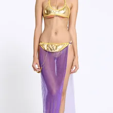 Сексуальное женское белье, сексуальные костюмы, ночное белье, танец живота, Трехточечное фиолетовое платье, женская пижама, косплей, экзотическое сексуальное нижнее белье