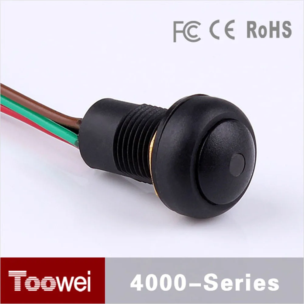 10pcs/lot waterproof miniature waterproof push button switch with wire