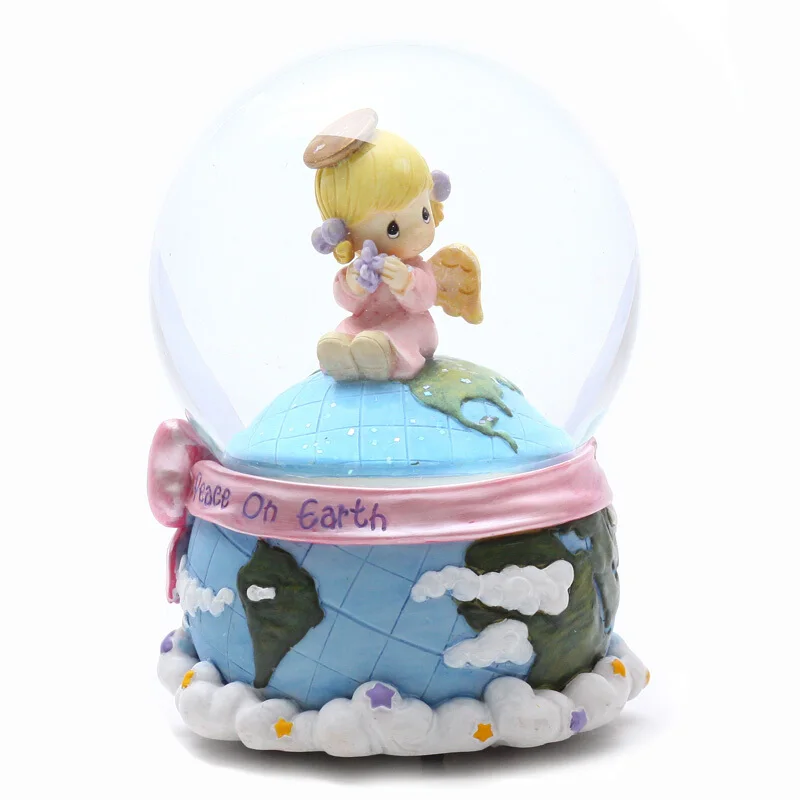

Round plexiglass crystal music box clockwork toy handmade resin gift to send children birthday gift home decoration