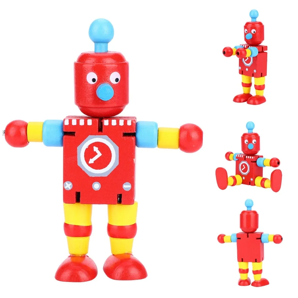 Новинка, деревянная игрушка-робот, обучающая трансформация, красочная деревянная игрушка для ребенка, подарок, подвижные игрушки-роботы