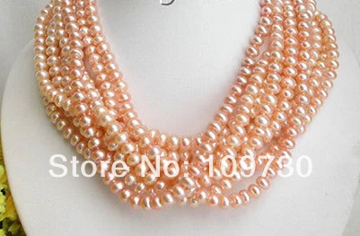 

Jewelry 002571 8-9mm 10piece round pink freshwater pearls necklace