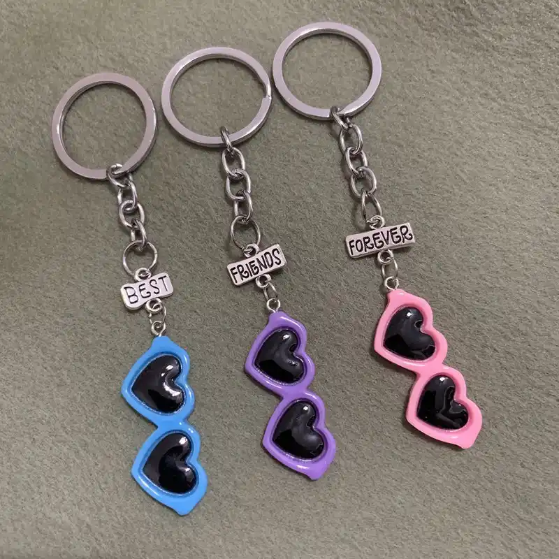 Creative Resin Heart Glasses Key Chains Bff 3 Friendship Children Best Friends Forever Key Ring Best Gift For Friends Key Chains Aliexpress