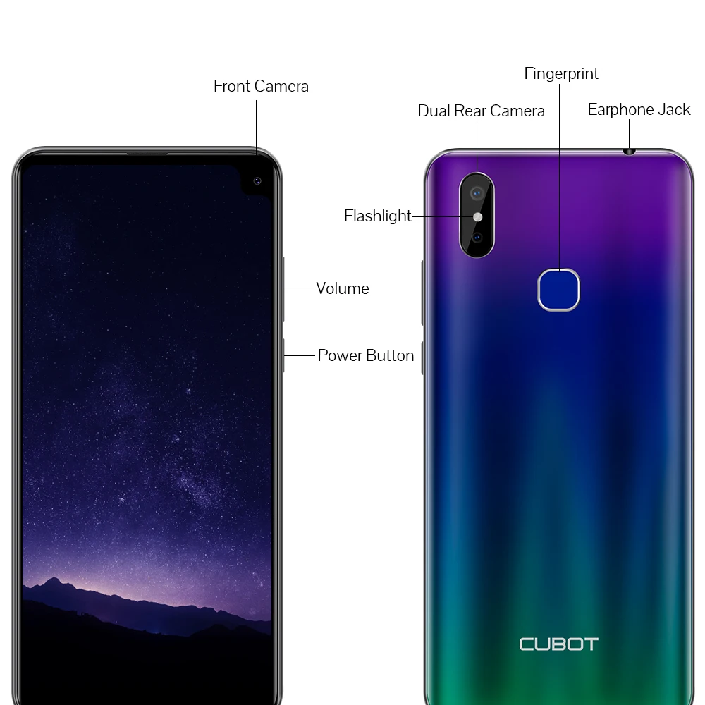 Cubot Max 2 Android 9,0 Восьмиядерный 6," 5000 mAh смартфон Corning Gorilla glass type-C 4 Гб+ 64 Гб Двойная камера 12 МП 4G LTE Face ID