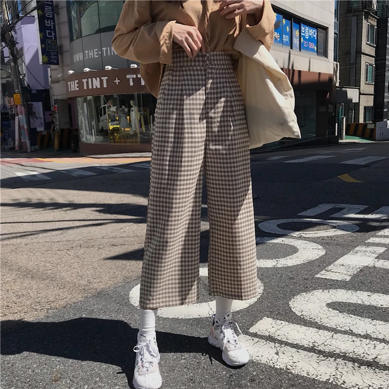 

2 Colors Mihoshop Ulzzang Korean Korea Women Fashion Clothing High Waist Wide Leg Straight Casual Trousers Pants