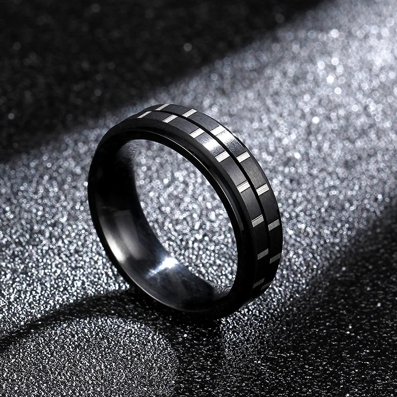 KNOCK 5 mm 316L Stainless Steel Wedding Band Ring Numerals Black Cool Punk Rings for Men Women Fashion Jewelry