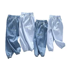 Летние повседневные джинсы для мальчиков джинсы для девочек от 2 до 10 лет мягкие тонкие джинсовые ковбойские штаны модные джинсовые штаны повседневные джинсы для подростков