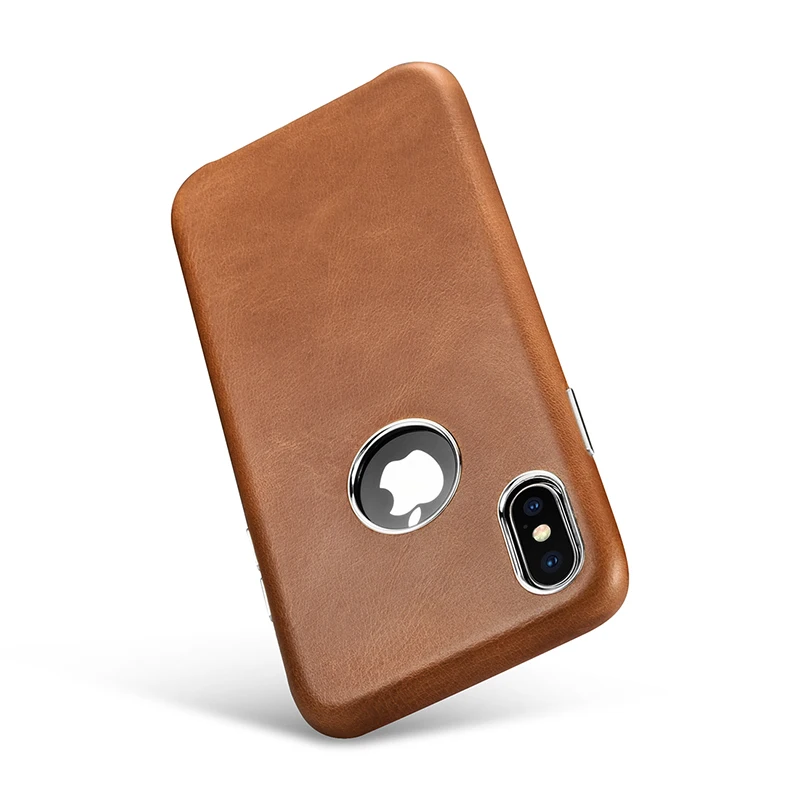 Чехол накладка ICARER из натуральной кожи для iPhone XS MAX винтажный металлический чехол