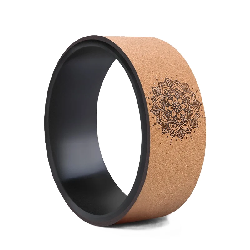 

High End TPE Cork Yoga Wheel With Lotus Pattern Diameter 33cm Pilates Circle For Gym Workout Back Training Tool Bodybuilding
