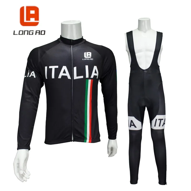 Длинный AO дышащий с длинным рукавом Дорожный велосипед Джерси и колготки Весна Мужская итальянская команда Велоспорт Джерси наборы одежды