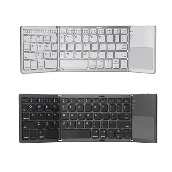 

Wireless Bluetooth Keyboard Foldable Touchpad Dual Mode USB Wired Rechargable Portable for Windows IOS Android Phone Tablet PC