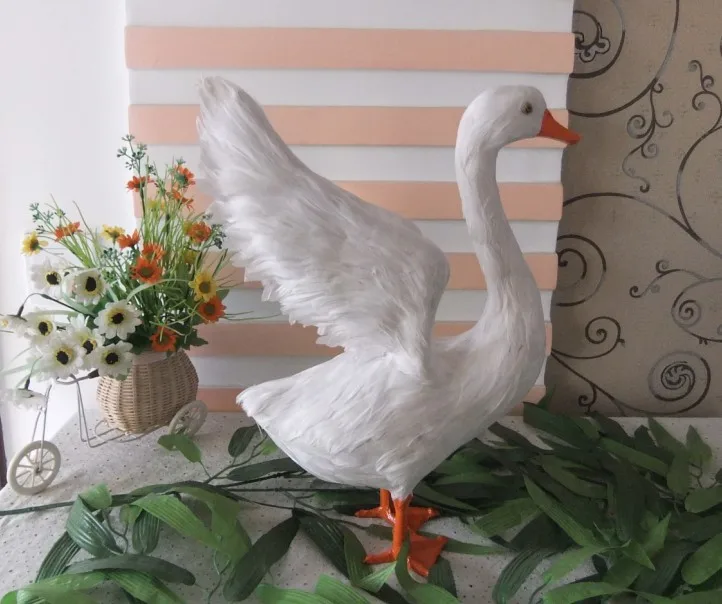 big Simulation duck toy polyethylene&furs white wings duck model gift about 38x31x13cm y0071