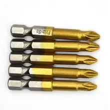 5 шт. 50 мм Длина титановое покрытие PH2 противоскользящие биты электрическая отвертка Биты 1/" шестигранный хвостовик отвертка с магнитным наконечником