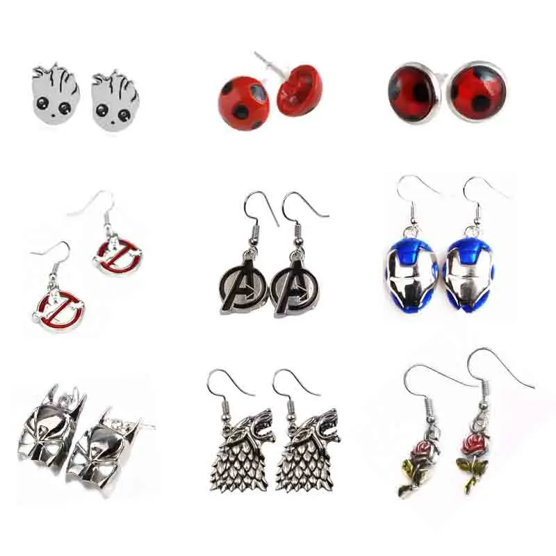 

26 Style Hot Movie Anime Avengers 3 Doctor Who Stud Earrings Miraculous Ladybug Star Wars BB8 Girl Women's Party Jewelry