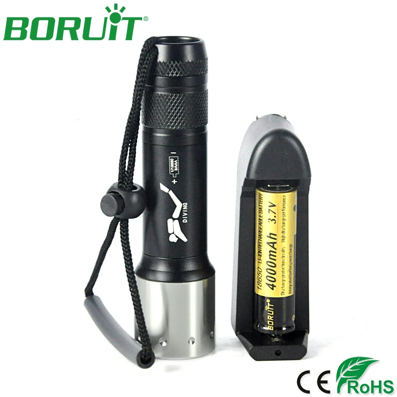 

BORUiT XML T6 LED Flashlight Waterproof Scuba Diving Torch Light Underwater 30m Portable Camping Hunting Night Fishing Lanterna