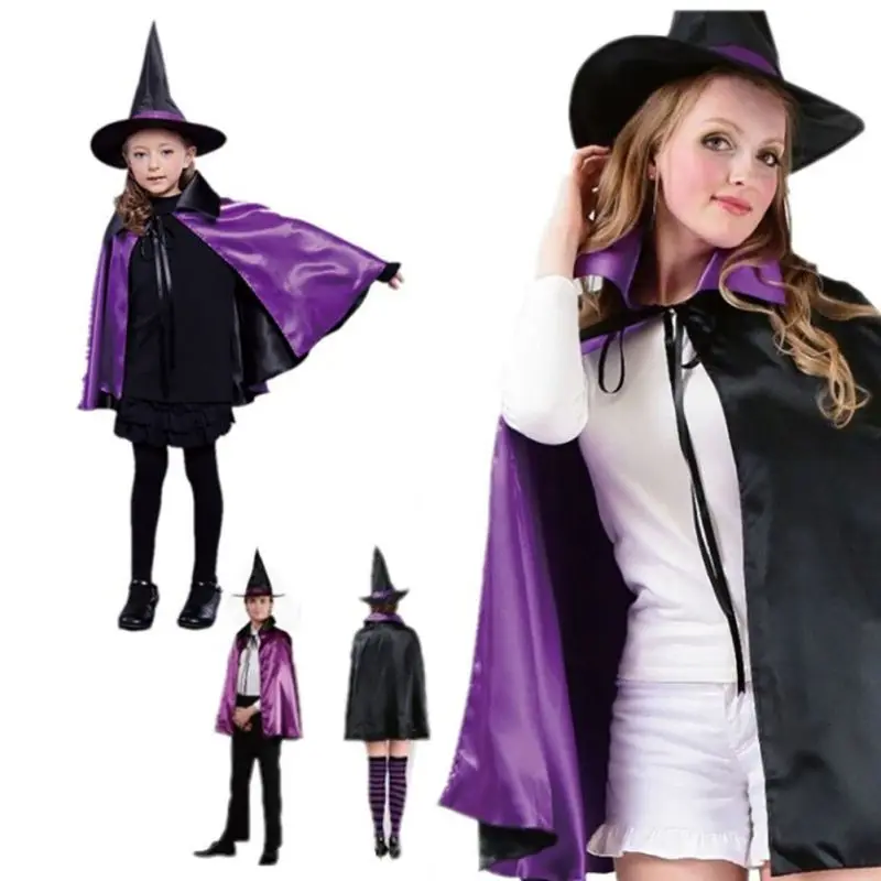 

Halloween Cosplay Witch Cloak Adult Children Cloak DIY Kindergarten Halloween Show Costume Masquerade Props Holiday Decor