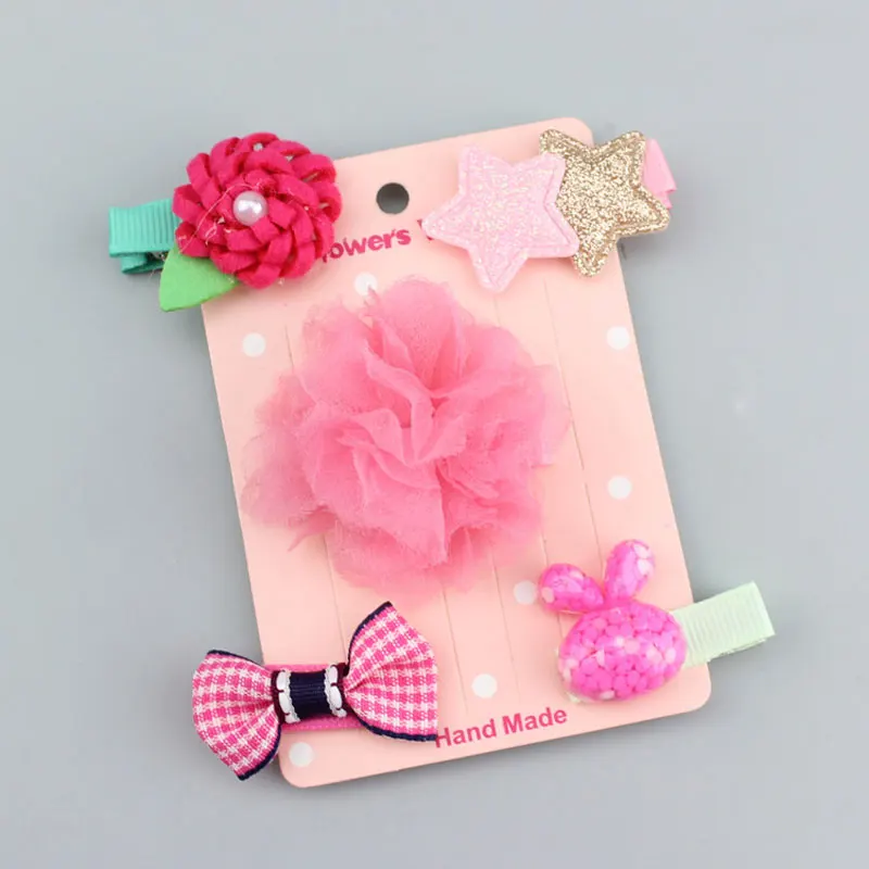 5 шт. заколка для волос малышей комплект маленьких девочек с бантом мини детские