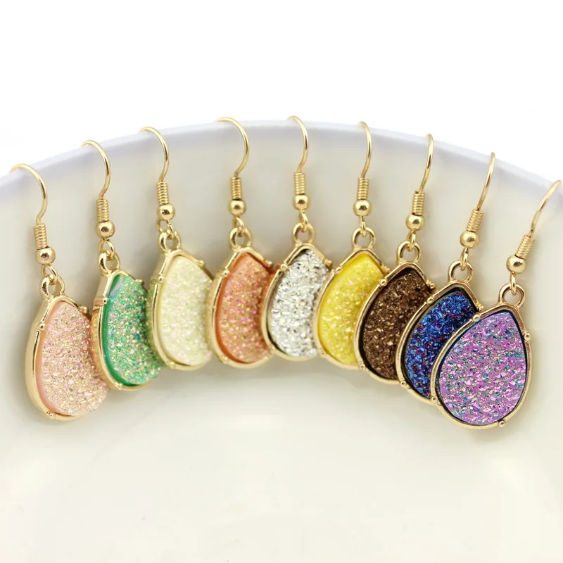 Женские серьги капли из смолы Druzy 9 цветов модные массивные Висячие оптовая